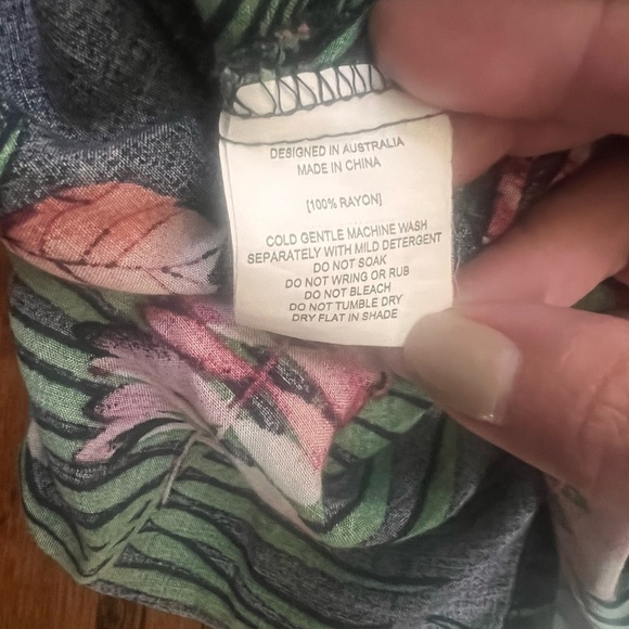 Label of Love Navy Blue Tropical Print Maxi Dress Off Shoulder Boho Large - Picture 3 of 7